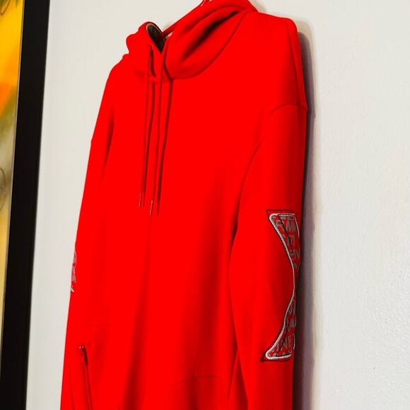 Armani Exchange Red A x E Patches Elbow Hooded Sweatshirt Size Small - Picture 5 of 9